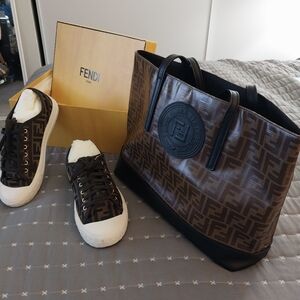 Fendi handbag & women's Fendi tennis shoes, Used items, size 81/2 shoes.